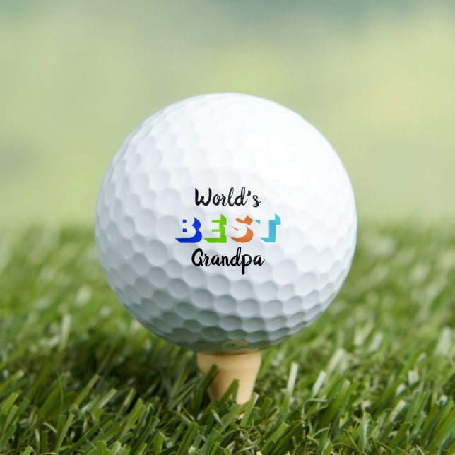 World's Best Grandpa Personalised Retro Typography Golf Balls (Insitu Tee)