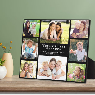 World's Best Grandpa Photo Collage Black Plaque