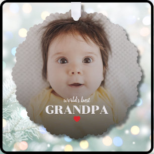 World's Best Grandpa Photo Gift For Grandad Tree Decoration Card