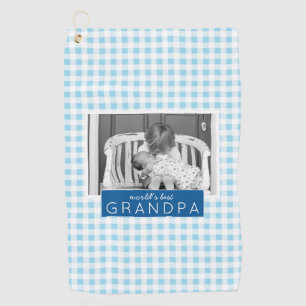 World's Best Grandpa Plaid Personalised Photo Golf Towel