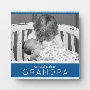 World's Best Grandpa Plaid Personalised Photo Plaque