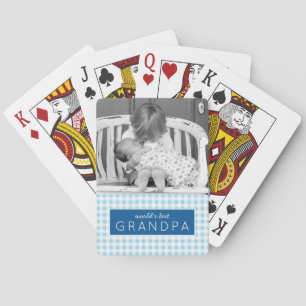 World's Best Grandpa Plaid Personalised Photo Playing Cards