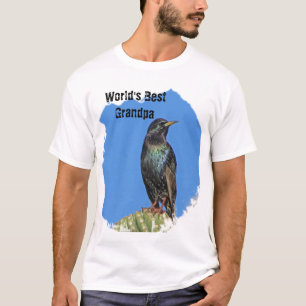 World's Best Grandpa Starling Cactus Grandfather T-Shirt