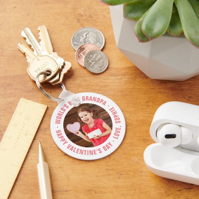 World's Best Grandpa Valentine's Day Photo Gift Ke Key Ring (Desk)