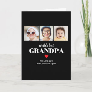 Worlds Best Grandpa We love you 3 Kids Photo Names Card