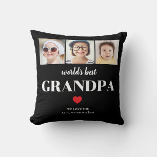 Worlds Best Grandpa We love you 3 Kids Photo Names Cushion