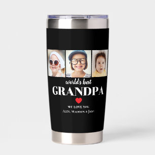Worlds Best Grandpa We love you 3 Kids Photo Names Insulated Tumbler