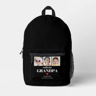 Worlds Best Grandpa We love you 3 Kids Photo Names Printed Backpack