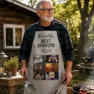 World's Best Grandpa Wood 6 Photo Collage Apron