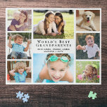 World's Best Grandparents 8 Photo Collage Jigsaw Puzzle<br><div class="desc">This eight photo jigsaw puzzle will be a fun gift for the world's best grandparents. Personalise with 8 pictures of grandkids,  children,  other family members,  pets,  etc.,  personalise the expression "World's Best Grandparents" if desired and add the grandchildren's names.</div>