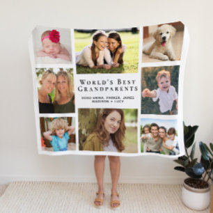 World's Best Grandparents Photo Collage Fleece Blanket