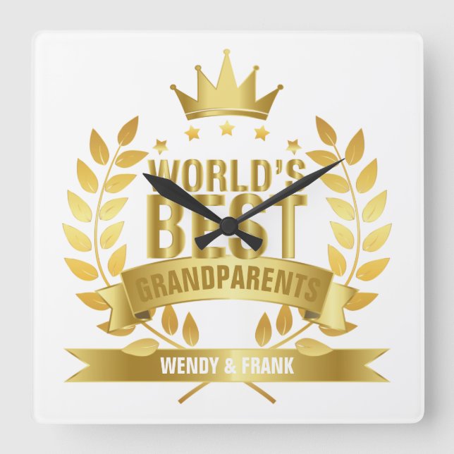 World's Best Grandparents Square Wall Clock (Front)