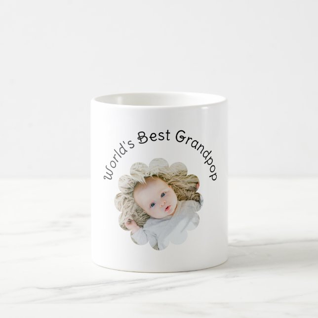World's Best Grandpop Photo in Flower Custom Coffee Mug (Center)
