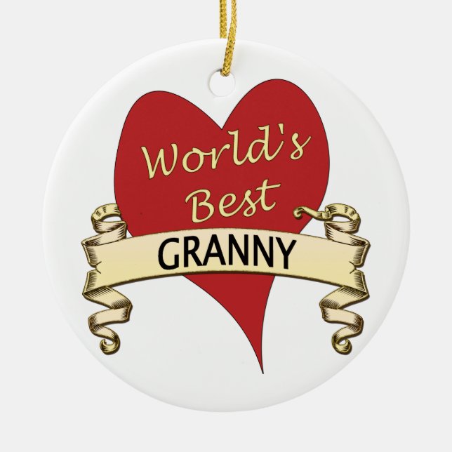 World's Best Granny Ceramic Tree Decoration (Front)