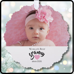 Worlds Best Granny Since Year Photo Cute Tree Decoration Card