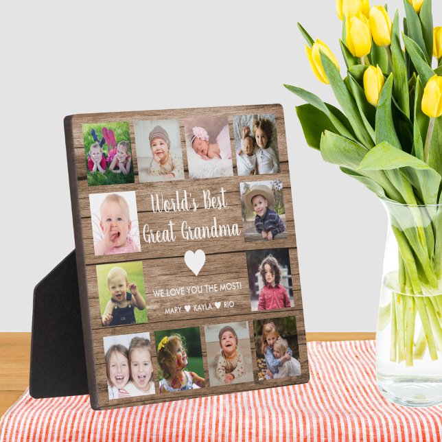 World's Best Great Grandma Grandkids 12 Photo   Plaque (World's Best Great Grandma Grandkids 12 Photo Plaque - Christmas/Birthday Gift Idea)
