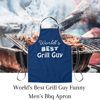 World's Best Grill Guy Quote Blue Men's Long   Apron