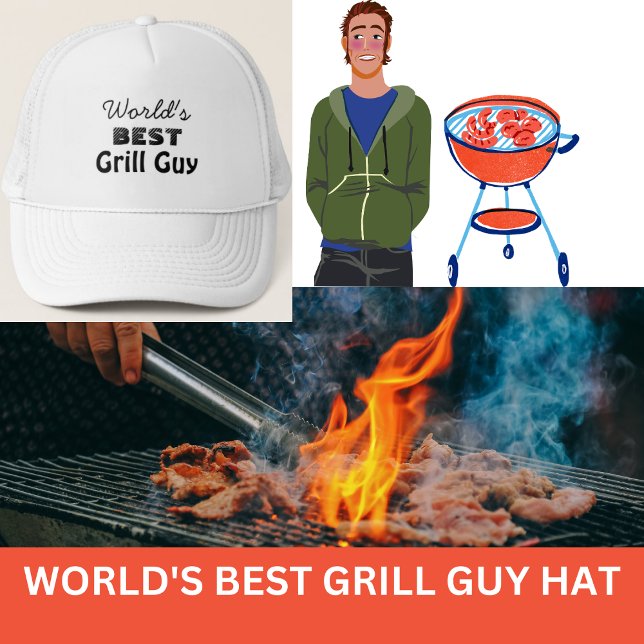 World's Best Grill Guy Quote Men's  Trucker Hat (BEST SELLING APRON DESIGN FOR HIM)