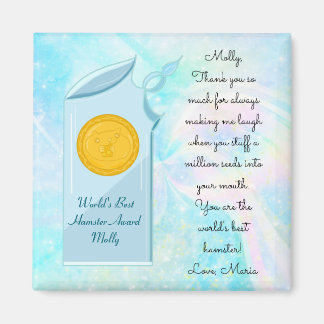World's Best Hamster Glass Trophy and Message Magnet