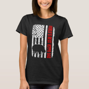 Worlds Best Hippo Dad American Flag T-Shirt