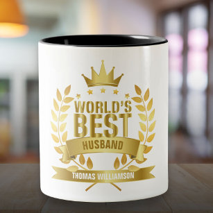 World's Best Husband 5 Gold Star Two-Tone Coffee Mug