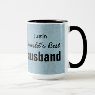 World's Best HUSBAND Blue Custom Name JUSTIN Mug