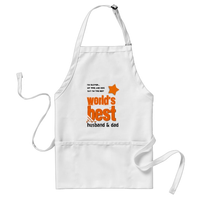 Worlds Best Husband DAD with ORANGE BLACK Text 3F Standard Apron (Front)