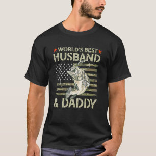 World's Best Husband & Daddy Us Flag Fishing Fathe T-Shirt