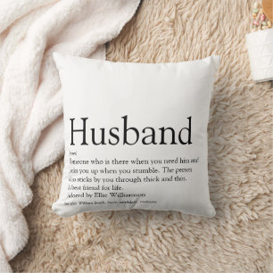 World's Best Husband Definition Black and White Cushion