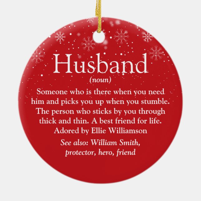 World's Best Husband Definition Christmas Photo Ceramic Tree Decoration (Back)