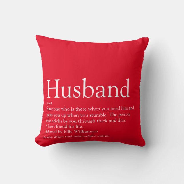 World's Best Husband Definition Modern Red Cushion (Front)