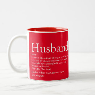 World's Best Husband Definition Modern Red Two-Tone Coffee Mug