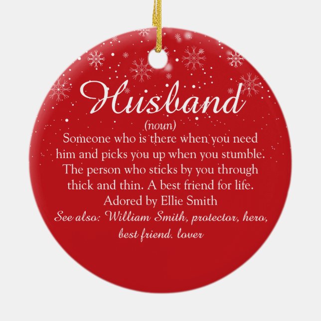 World's Best Husband Definition Photo Christmas Ceramic Tree Decoration (Back)
