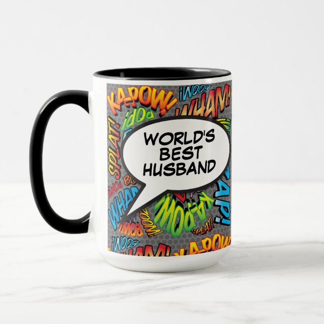 World's Best Husband Fun Retro Comic Book Pop Art Mug (Left)