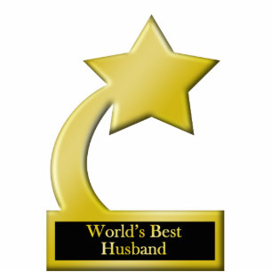 World's Best Husband, Gold Star Award Trophy Standing Photo Sculpture