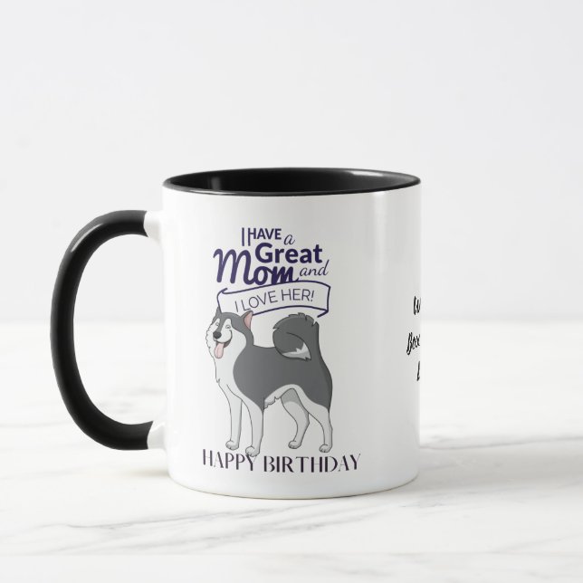 World's BEST HUSKY DOG MOM Personalised Fun Mug (Left)