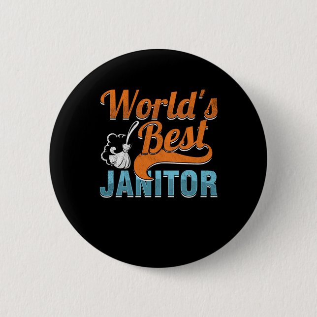 Worlds Best Janitor Cleaning Service Cleaners Gift 6 Cm Round Badge (Front)