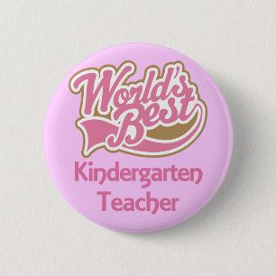 Worlds Best Kindergarten Teacher 6 Cm Round Badge