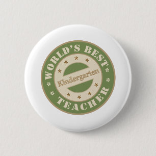 Worlds Best Kindergarten Teacher 6 Cm Round Badge