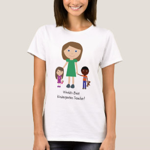 World's Best Kindergarten Teacher Cute Cartoon T-Shirt
