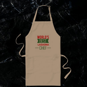 World's Best Lasagne  Chef   -  red khaki green Long Apron