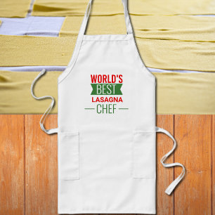 World's Best Lasagne  Chef   -  red white green Long Apron