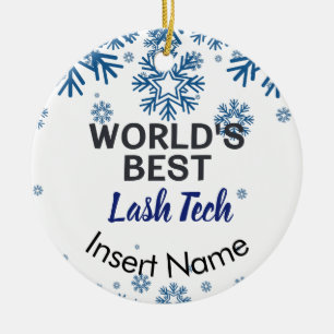 World's best lash technician ceramic tree decoration