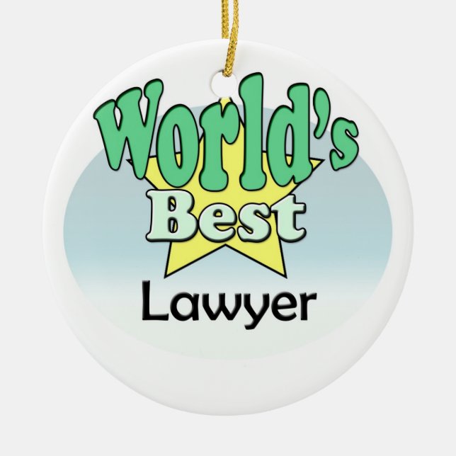 World's best Lawyer Ceramic Tree Decoration (Front)