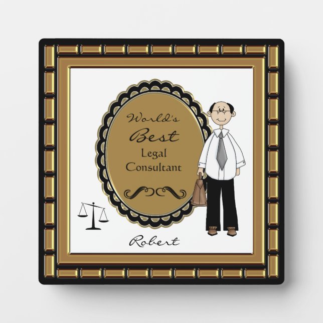 World's Best Lawyer Male Plaque (Front)