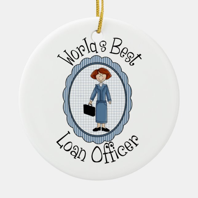 World's Best Loan Officer Tees and Gifts Ceramic Tree Decoration (Front)