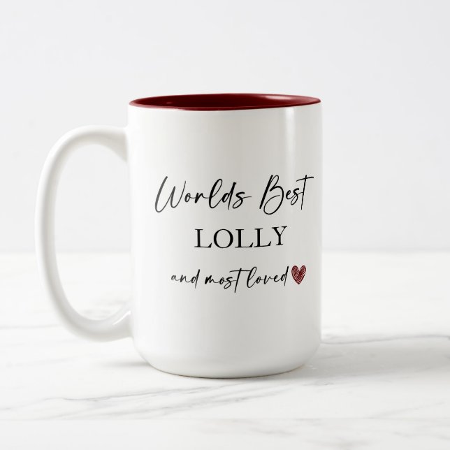 World's Best Lolly and Most Loved Photo Gift Two-Tone Coffee Mug (Left)