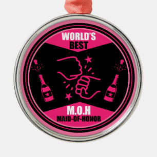 World's Best Maid Of Honour Metal Tree Decoration