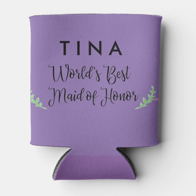 World's Best Maid of Honour Personalised Can Cooler (Front)