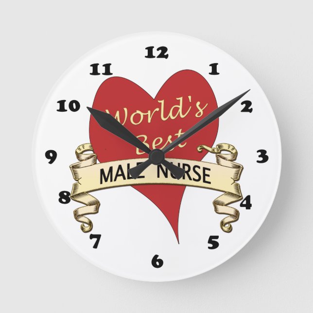 World's Best Male Nurse Round Clock (Front)